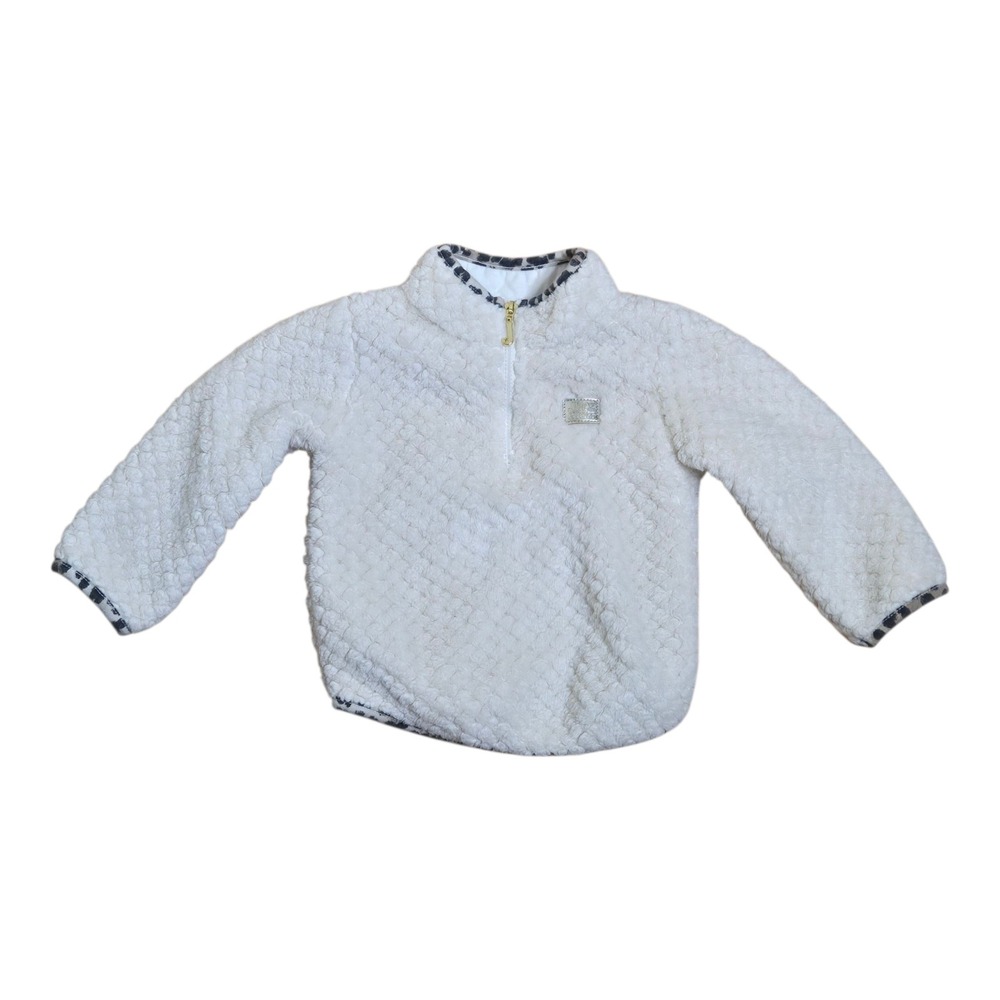 Juicy Couture Sherpa Pullover Quarter Zip Leopard Trim Kids Size 12M